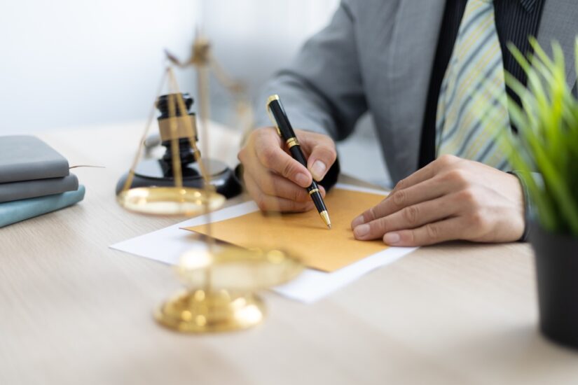 Photo of a Lawyer Signing Paper