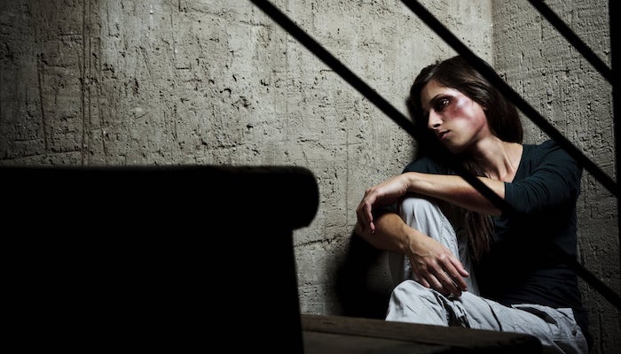 Woman in staircase