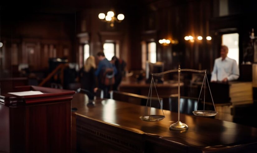Law and justice on courtroom for criminal case