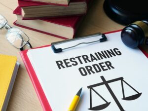 Restraining order is shown using a text